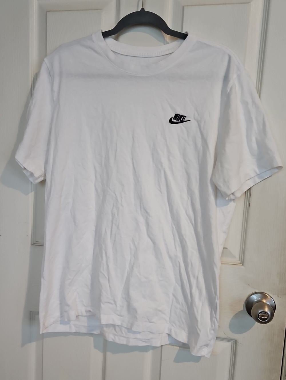 Nike White Short Sleeve Crew T-Shirt with Black Swoosh